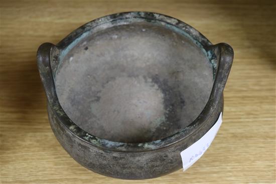 A Chinese bronze censer W.5.5in.